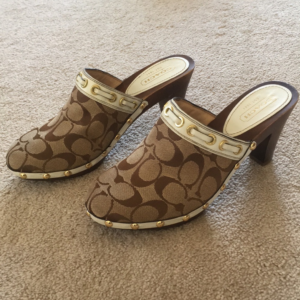 Coach High Heel Clogs. Size 8.